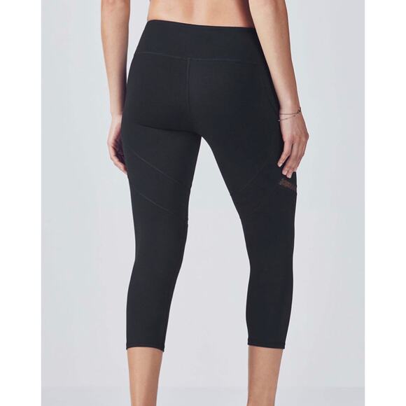 Fabletics Alessia Capri Compression Leggings in Black and Rose Gold Stripes, XS - Picture 2 of 5